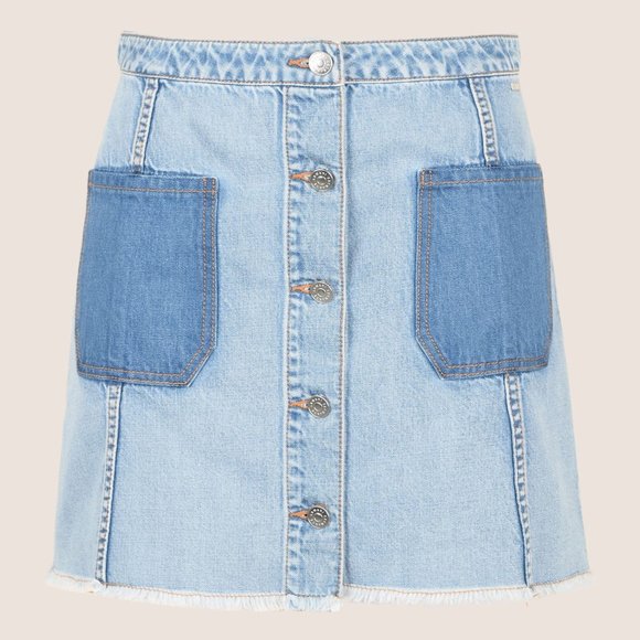Armani Exchange A|X Contrast Pocket Button Front Denim Mini Skirt - Picture 6 of 6